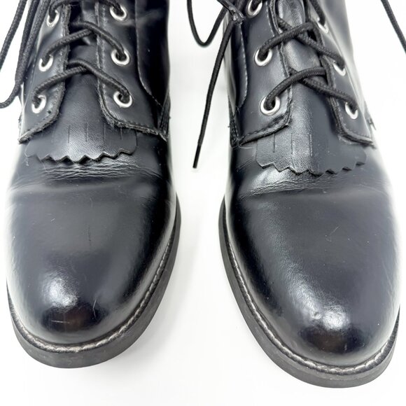 JUSTIN Basics Boots Womens 9.5B Black Leather Ankle Lace Up Roper JBL400 Vintage - Picture 3 of 11